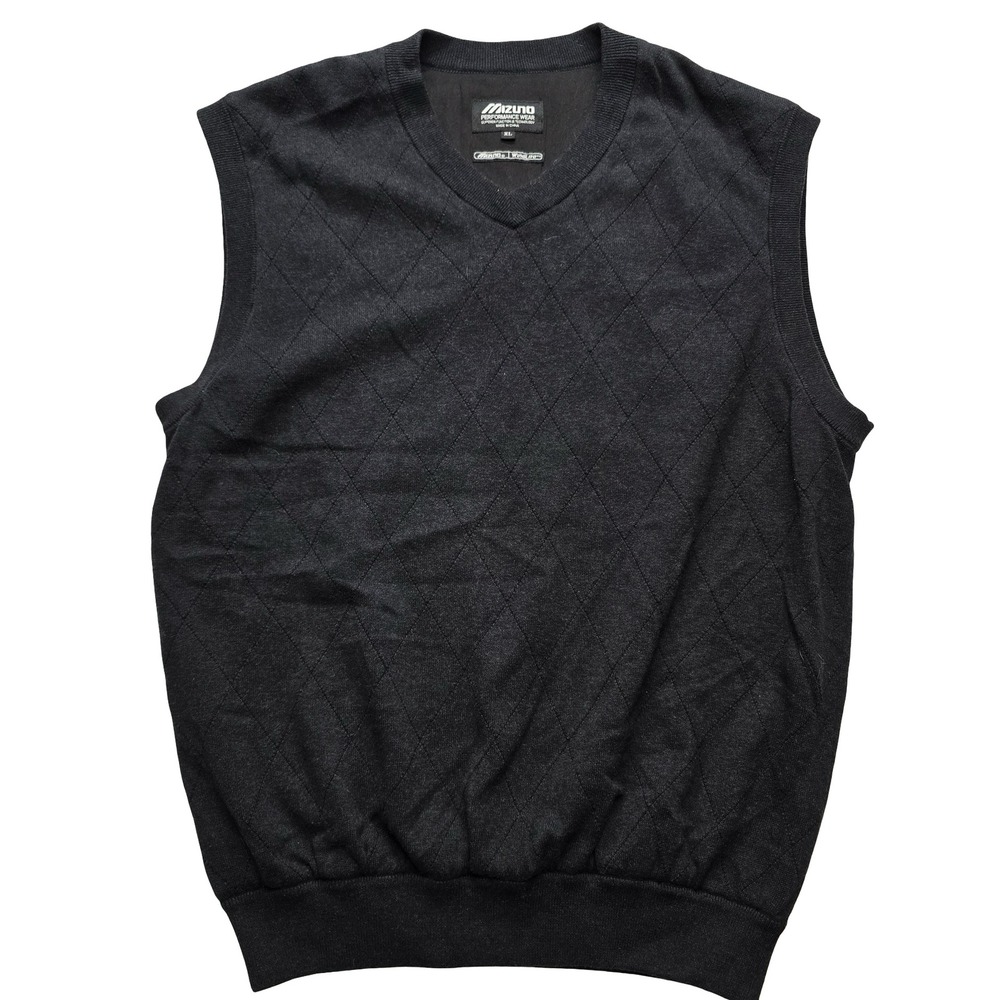 Mizuno WindLite Golf Sweater Vest XL Black Argyle‎ Athletic